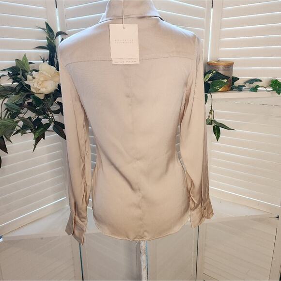 NOUVELLE SILK95FIVE TAUPE BLOUSE SIZE XSMALL RETAIL $330 - Picture 5 of 9